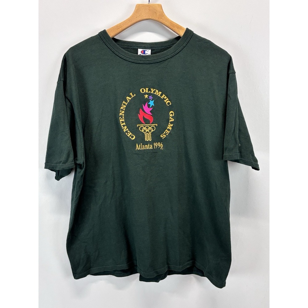 Vtg Champion X Atlanta Olympics 1996 Tshirt Sz X-Large Mens Dark Green Embroider
